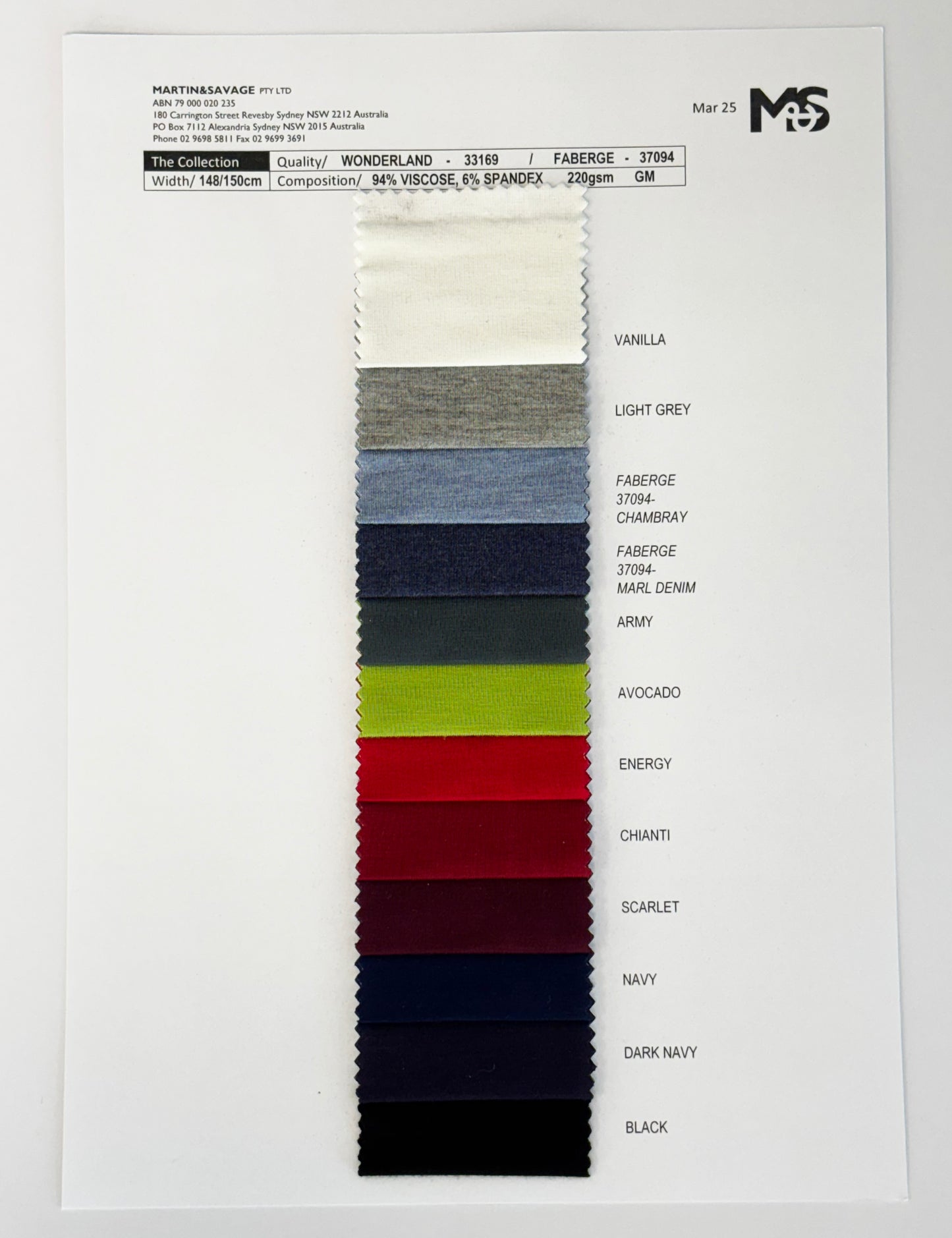 Colour Card | Wonderland