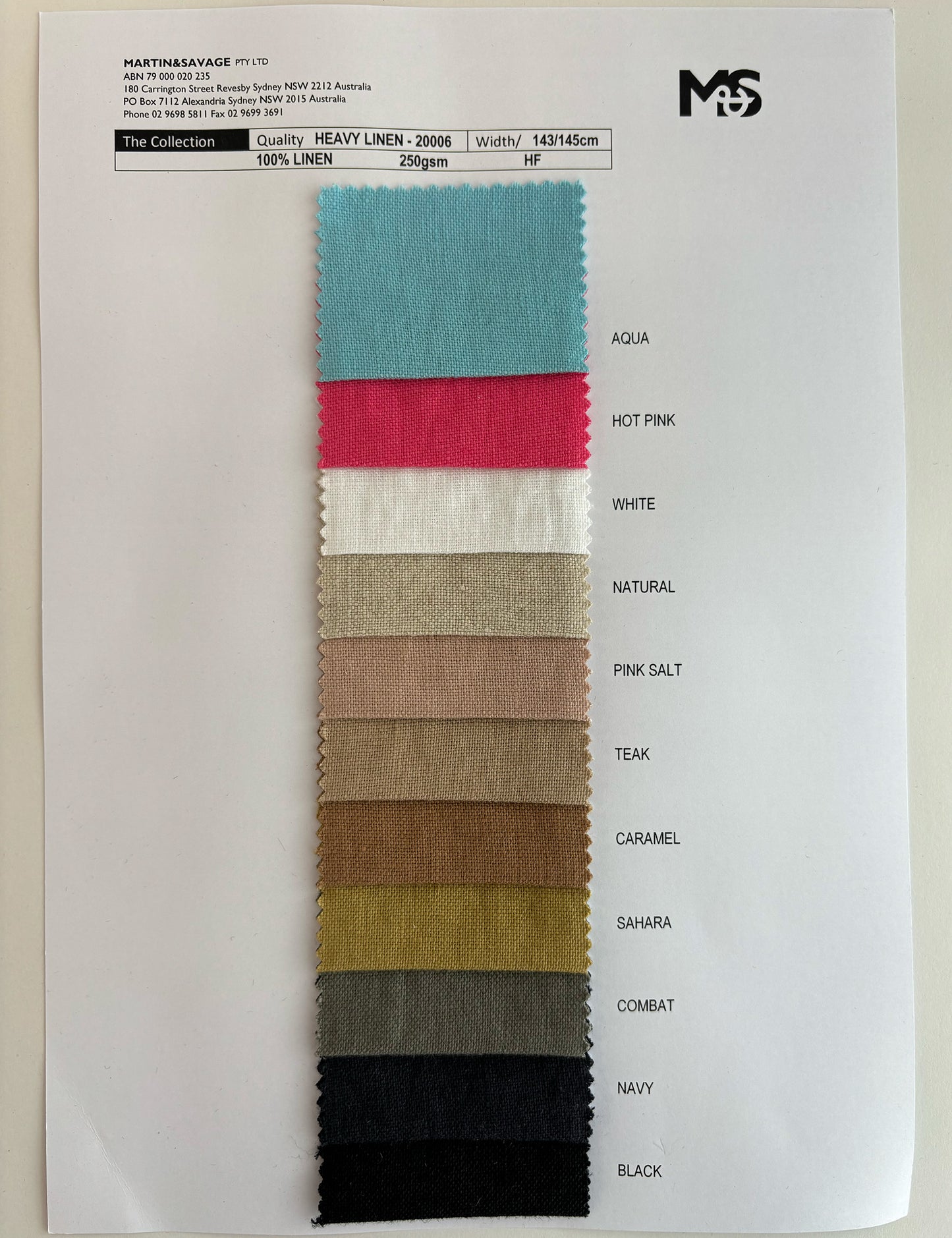 Colour Card | Heavy Linen