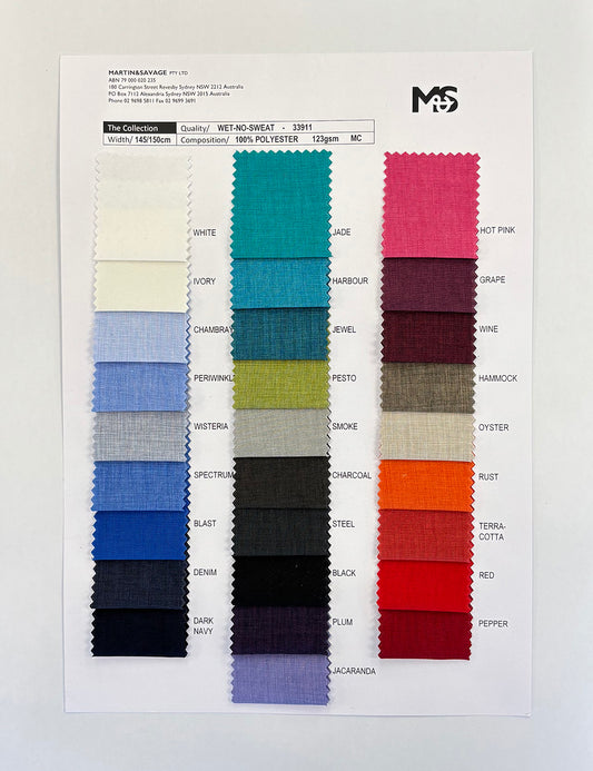 Wet No Sweat | Colour Card